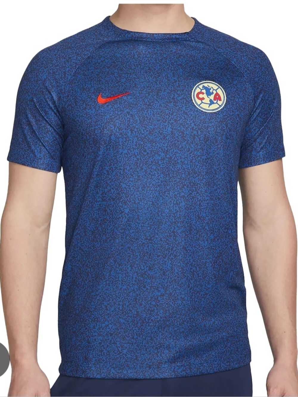 Nike Blue Club América Training Tee with Red Swoosh Accent